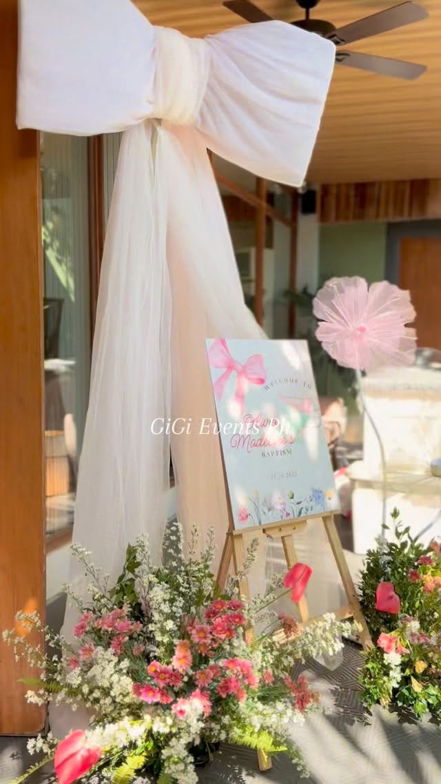 Pink floral christening baptism setup by GiGi Events Ph